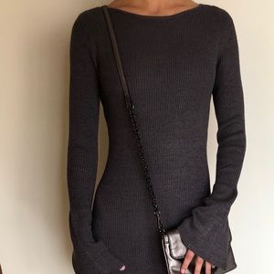 Grey Lurex Mini Sweater Dress